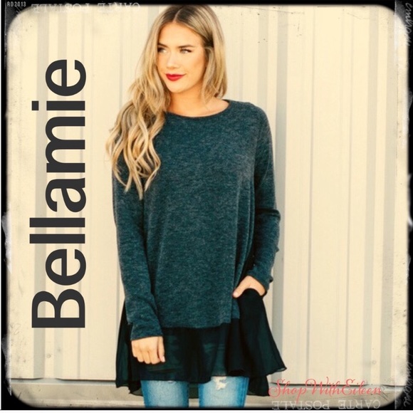 Shop With Eileen Tops - Charcoal Gray w/Black Contrast Trim Tunic